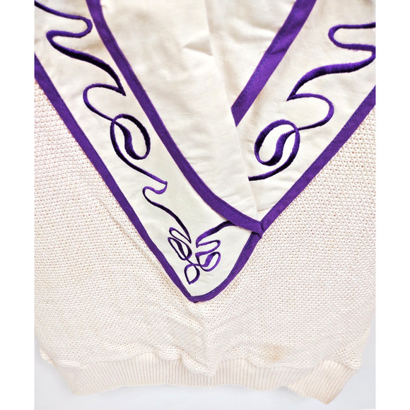 Vintage Maurada Embroidered Open Weave Crochet Coverup Sweater 80's Small Ramie - Picture 8 of 12